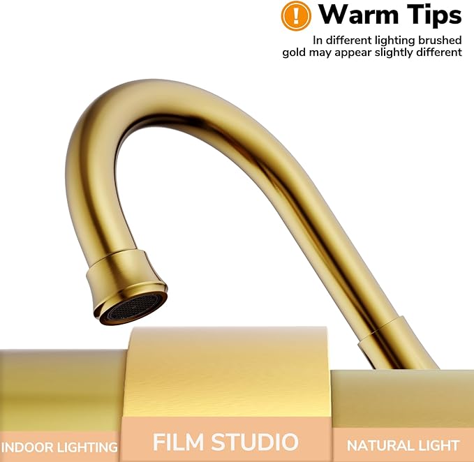 Bathroom Faucets for Sink 3 Hole, Hurran 4 inch Brushed Gold Bathroom Sink - Image 2