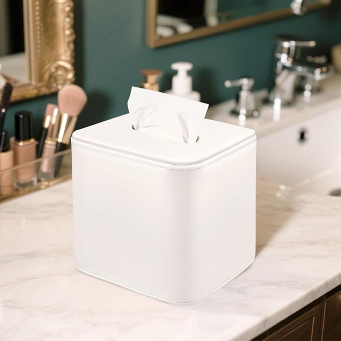 Tissue Box Holder Square PU Leather Stylish Facial Tissue Box - Image 6