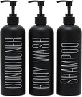 HOMCDALY Black Shampoo and Conditioner Dispenser, 16oz 3-Pack Refillable Pump by HOME