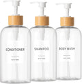 Shampoo and Conditioner Dispenser, Refillable Plastic Shampoo Pump Bottles by Lewistin