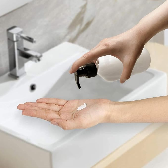 10 Ounce Clear Plastic Pump Bottle Dispenser, Refillable Empty Bottle Container - Image 4