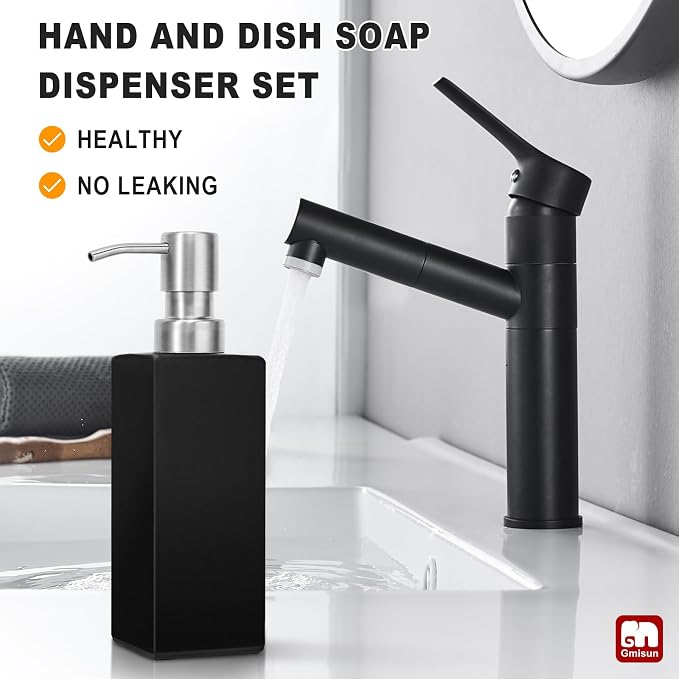 GMISUN Black Soap Dispenser Bathroom, Glass Hand Soap Dispenser - Image 5