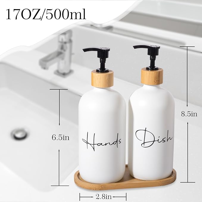 17 oz Hand Soap Dispenser Empty Glass Lotion Pump Bottles, Refillable Liquid - Image 6
