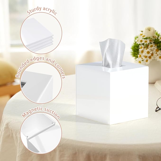 Tissue Box Cover Square, Modern Acrylic Tissues Holder, Facial Tissue Holder - Image 4