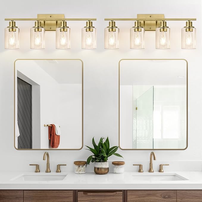 4 Light Bathroom Light Fixtures, Brass Vanity Lights - Image 6