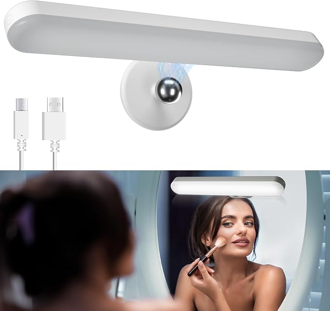 Wireless Vanity Lights for Mirror, Rechargeable Battery Operated Stick on Lamp by Benreom