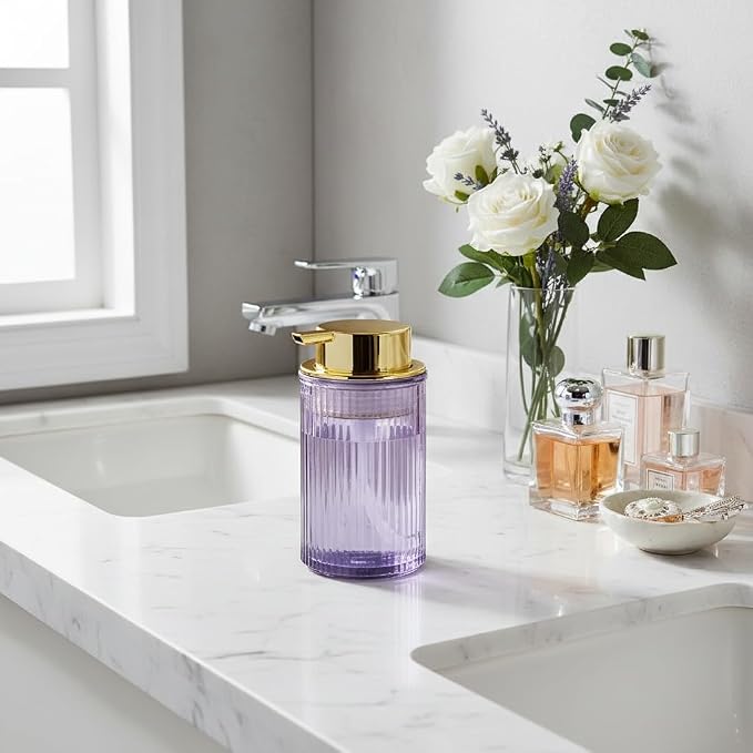 Foaming Soap Dispenser, 12 Oz Purple Glass Soap Dispenser, Refillable Liquid - Image 9