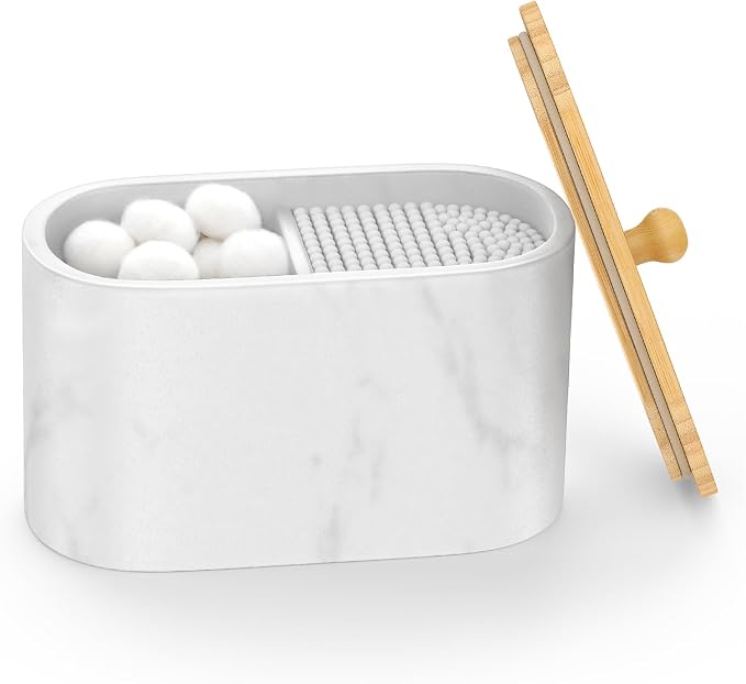 Cotton Swab Holder, Round Cotton Pads Balls Qtip Holder Dispenser by PENGARO