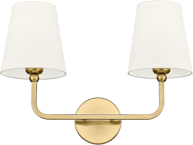 2 Light Bathroom Light Fixtures, Brushed Gold Vanity Lights, Double Wall Sconce by Metwet