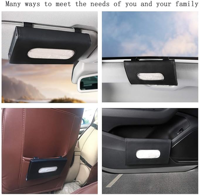 Fredysu Car Visor Tissue Holder, Sun Visor Napkin Holder Backseat Tissue Case - Image 2