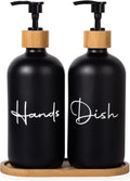 17 oz Hand Soap Dispenser Empty Glass Lotion Pump Bottles, Refillable Liquid by UUJOLY