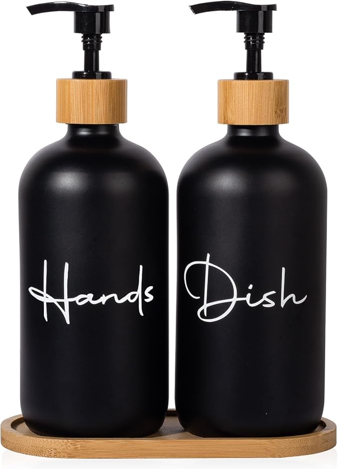 17 oz Hand Soap Dispenser Empty Glass Lotion Pump Bottles, Refillable Liquid by UUJOLY