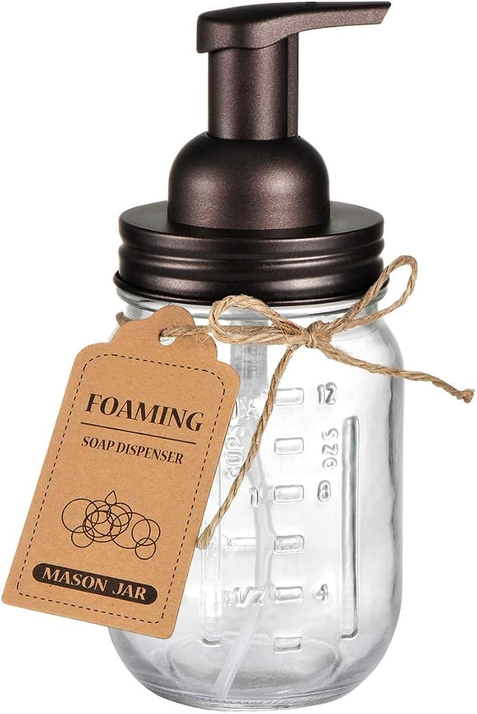 Amolliar Mason Jar Foaming Soap Dispenser, Rustproof Stainless Steel Lid by Amolliar