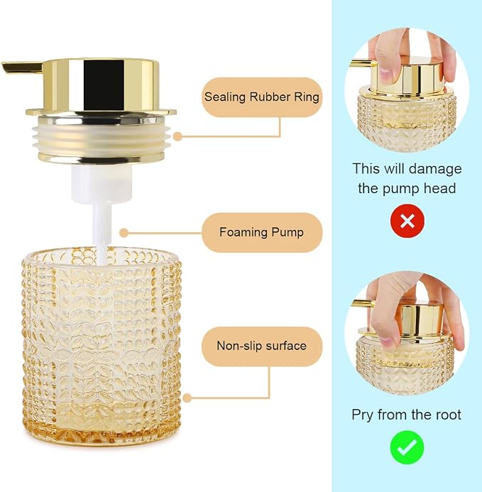 Amber Glass Foaming Soap Dispenser, Glass Lotion Container Bottle - Image 6