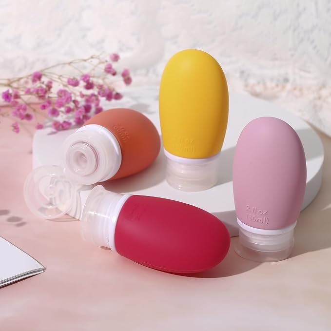 Leak Proof Silicone Travel Bottles, 4 Pack 2oz Liquid Squeezable Refillable - Image 6