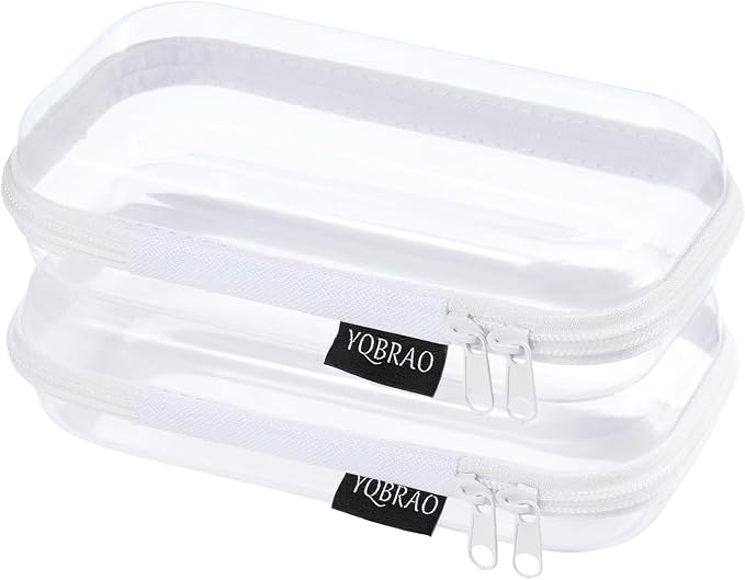 Set of 2 - Hard Sided Clear Zipper Case by Unknown