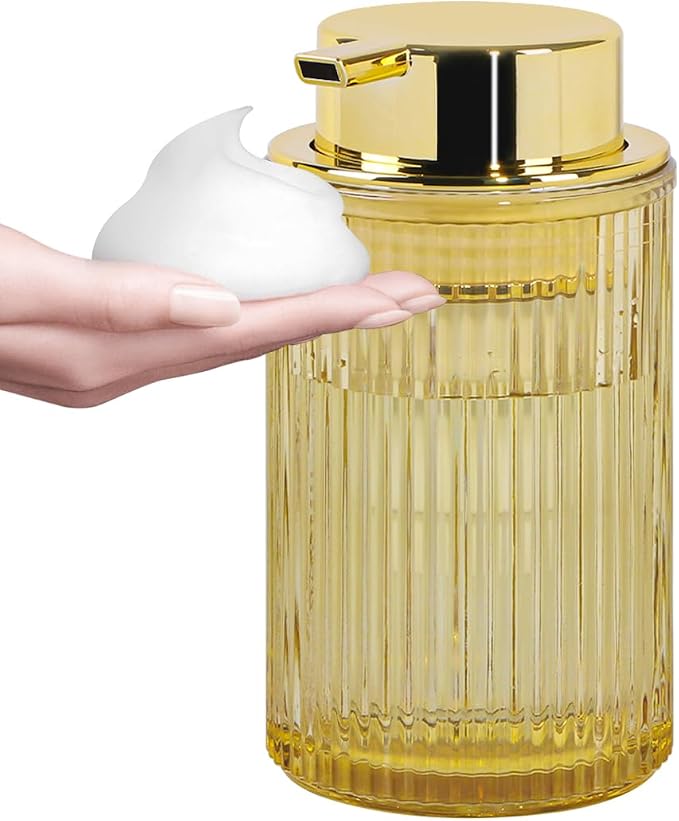 Foaming Soap Dispenser, 12 Oz Amber Glass Foam Hand Soap Dispenser, Refillable by Tonxus