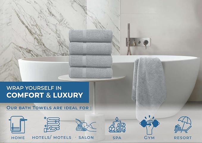 DAN RIVER Bath Towels Set of 4, 27 x 54 Inches, 100% Cotton, Larger & Lighter - Image 5