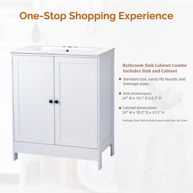 VINGLI 30 Inch White Bathroom Vanity - Image 8