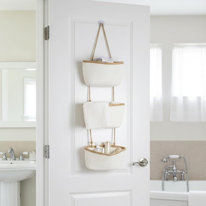 TeoKJ 3-Tier Wall hanging Storage Bags, Over the Door Organizer, Decorative - Image 7