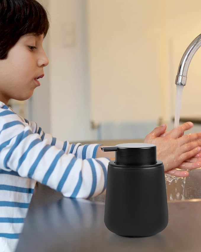 Bosilunlife Black Lotion Dispenser - 12Oz Ceramic Soap Dispenser Bathroom - Image 6
