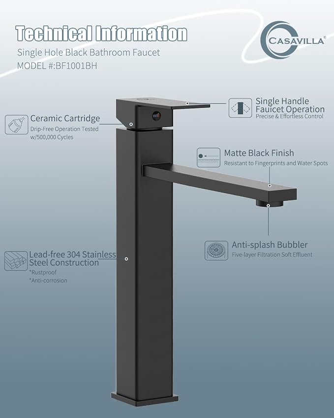 Bathroom Faucets, Matte Black Bathroom Faucet - Image 7
