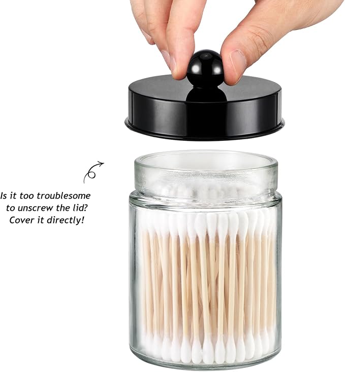 SheeChung Qtip Holder 3pcs, Glass Apothecary Jars - Image 4