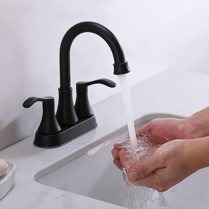 Matte Black Bathroom Sink Faucet, 2-Handle 4 Inch Centerset Lead-Free Modern - Image 9