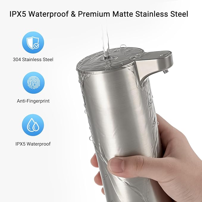 LAOPAO Automatic Foaming Soap Dispenser, Matte Stainless Steel Touchless Soap - Image 4