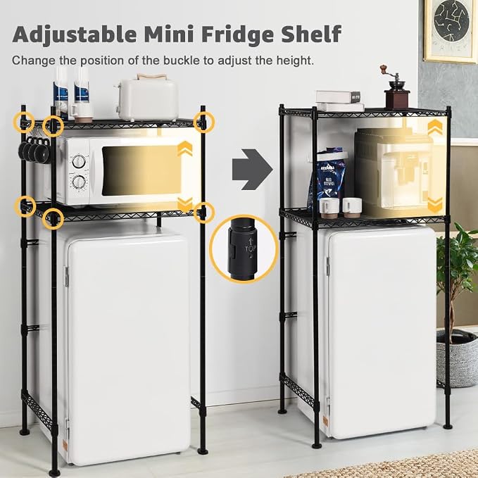 LUCKUP Mini Fridge Shelf 2-Tier Height Adjustable Mini Fridge Stand - Image 5