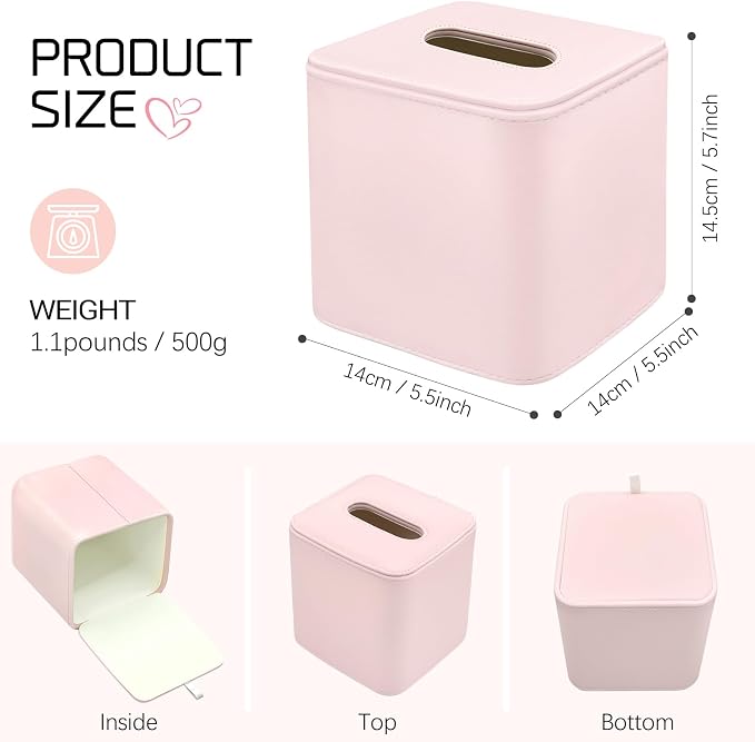 Tissue Box Holder Square PU Leather Stylish Facial Tissue Box - Image 6