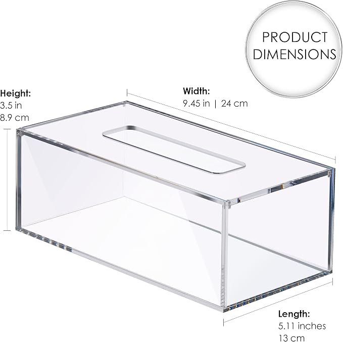 Clear Tissue Box, Acrylic Facial Tissue Box Holder Rectangular Bathroom Tissue - Image 2