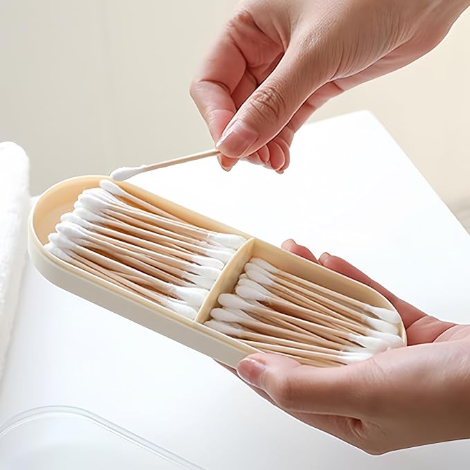 2 Pack Travel Cotton Swab Qtip Holder, Plastic Container Dispenser Box - Image 3