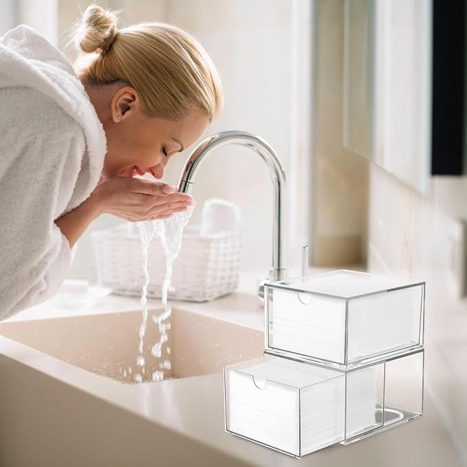 Rainmae 2 Pack Disposable Face Towel Holder, Face Towel Storage Box, Stackable - Image 2