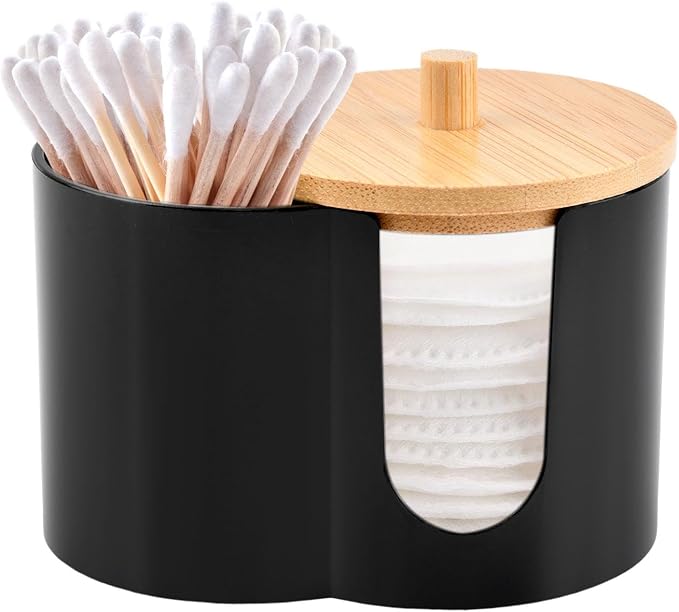 Qtip Holder Dispenser, Dual-Compartment Cotton Swab & Cotton Pad Organizer by Unknown