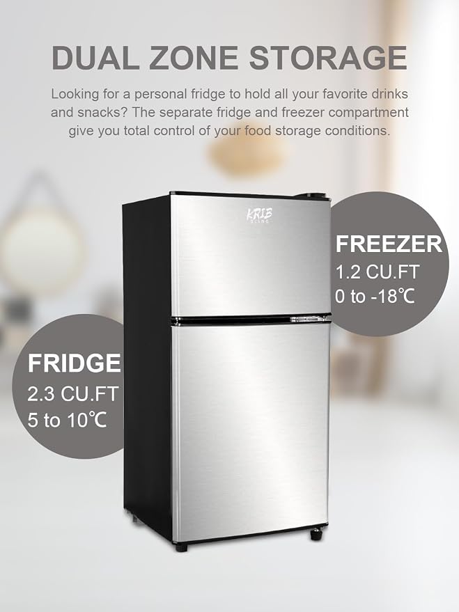 Mini Fridge With Freezer, 3.5 Cu. Ft Compact Refrigerator With 2 Doors - Image 9