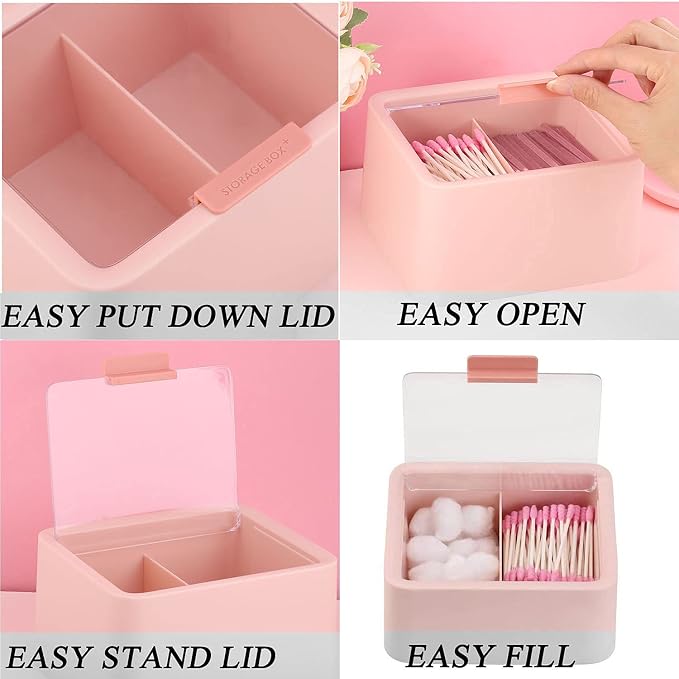 Tecbeauty 2pcs Qtips Holder Dispenser Cotton Swabs Storage Organizer Plastic - Image 6
