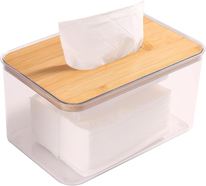 Acrylic Tissue Box Cover, Bamboo Dryer Sheet Holder, Wooden Rectangular Dryer by pojah