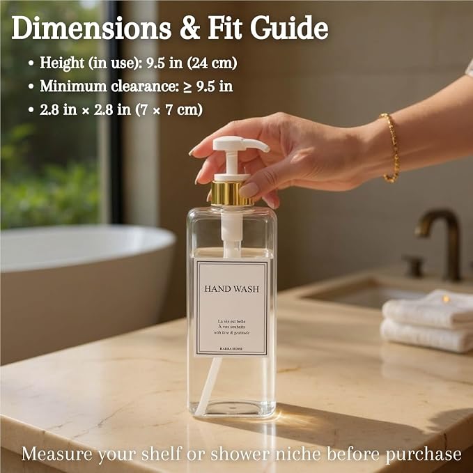 Modern Gold Design Shampoo and Conditioner Dispenser, Large 27oz Shower Soap - Image 9