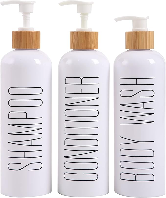 HOMCDALY Shampoo and Conditioner Dispenser, 16oz 3-Pack Refillable Shampoo and by HOME