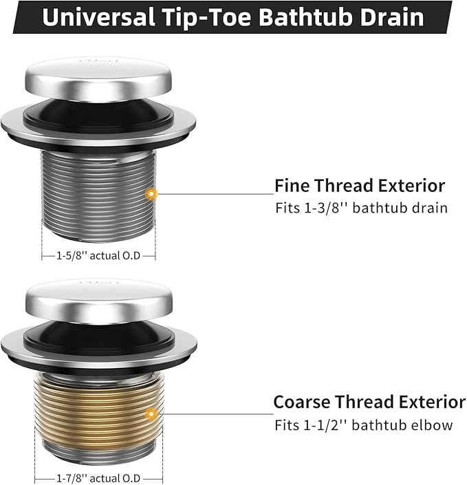 All Metal Tip-Toe Bathtub Drain Kit - Image 4