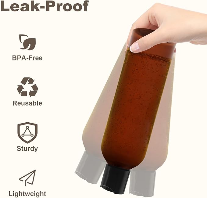 2 Pack 8 oz Amber Plastic Squeeze Bottles - Image 4