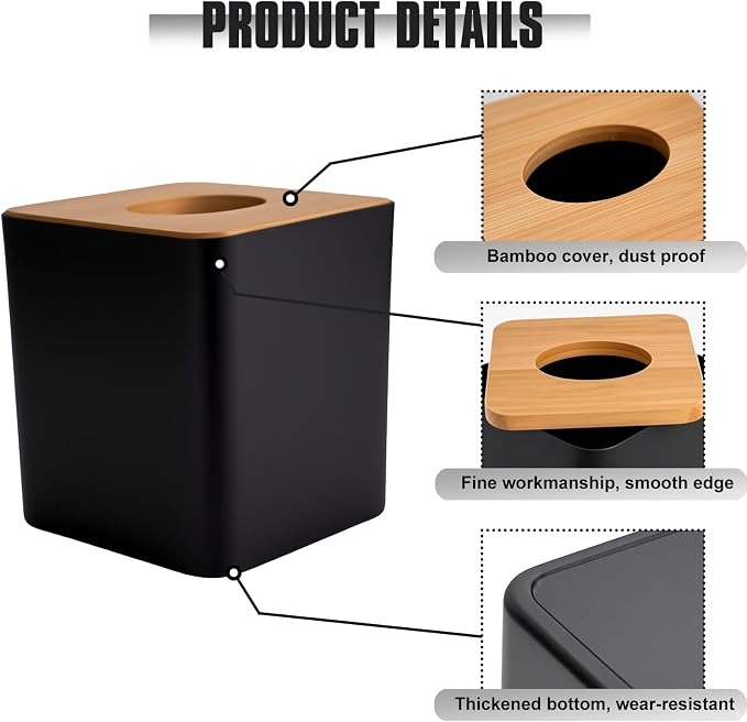 RETON 2 Pack Tissue Box Cover, Square Plastic Tissue Holder - Image 3