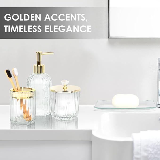 Designer Clear Glass Bathroom Accessories Sets - Image 3