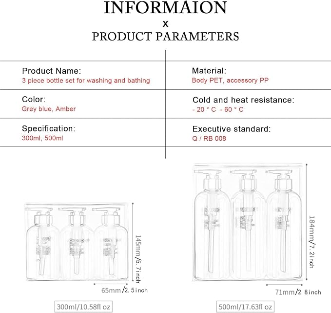 3pcs Refillable Shampoo and Conditioner Bottles, 16.9oz/500ml Shampoo - Image 4