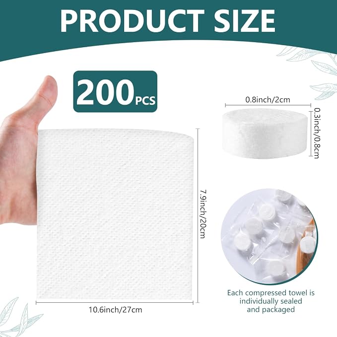 200 Pieces Compressed Towels Portable Disposable Mini Compressed Coin Tissue - Image 2