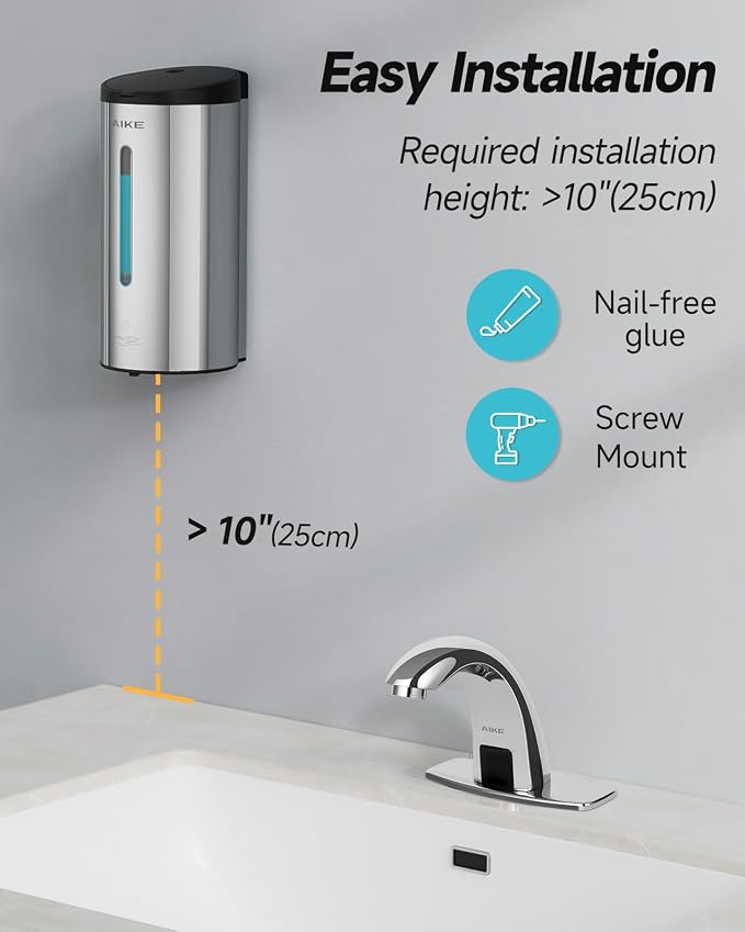 AIKE Wall Mount Automatic Foam Soap Dispenser 25 OZ Commercial Large Capacity - Image 3