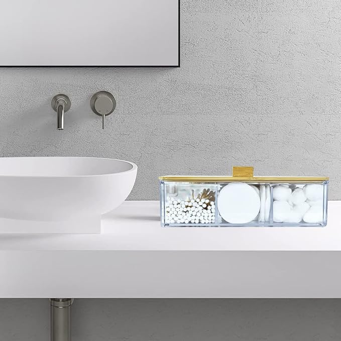 Acrylic Qtip Dispenser with Wood Lid - Image 3