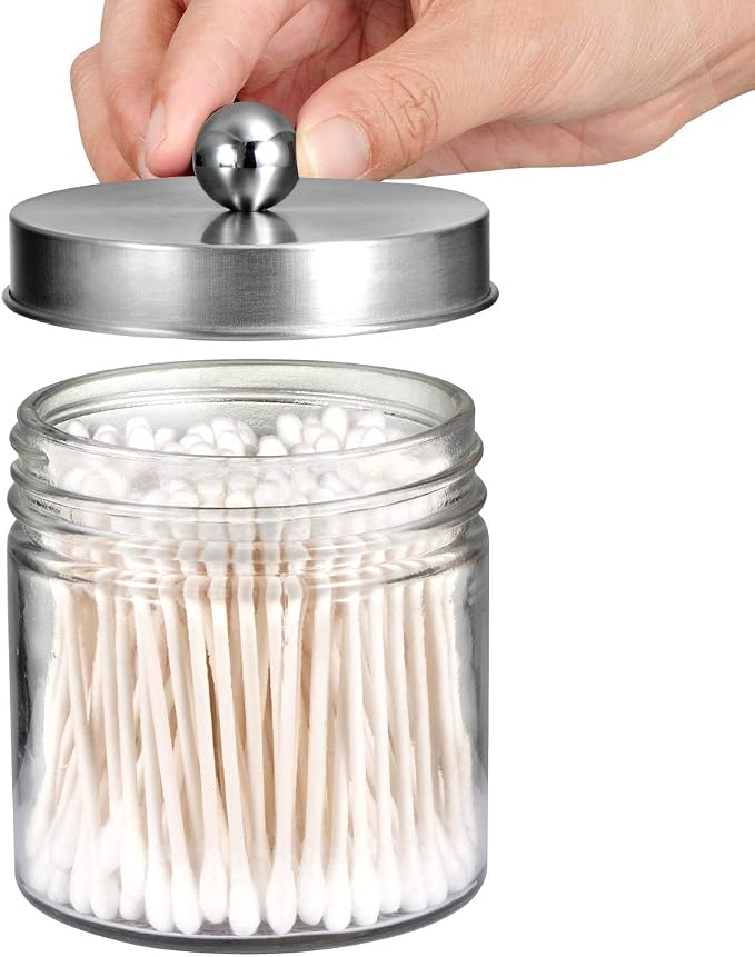 SheeChung 2-Pack Brushed Nickel Mason Jar Qtip Holder - Image 4