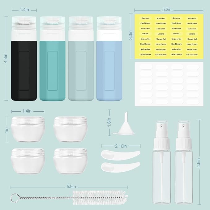 Redfly 17PCS Travel Bottles for Toiletries, TSA Approved Silicone Travel Size - Image 2